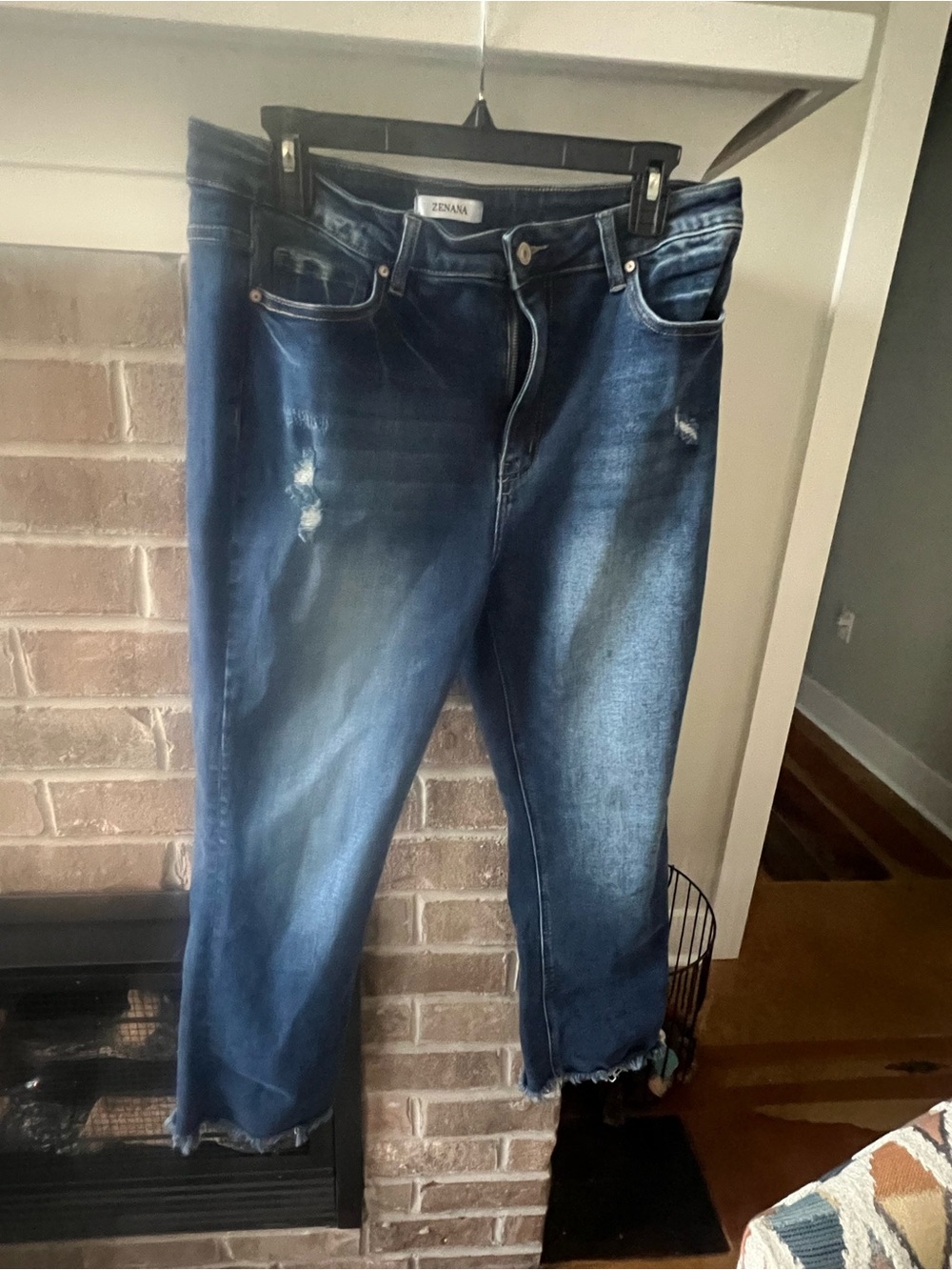 Zenana Outfitters Navy Denim Jeans with Contrast Stitching